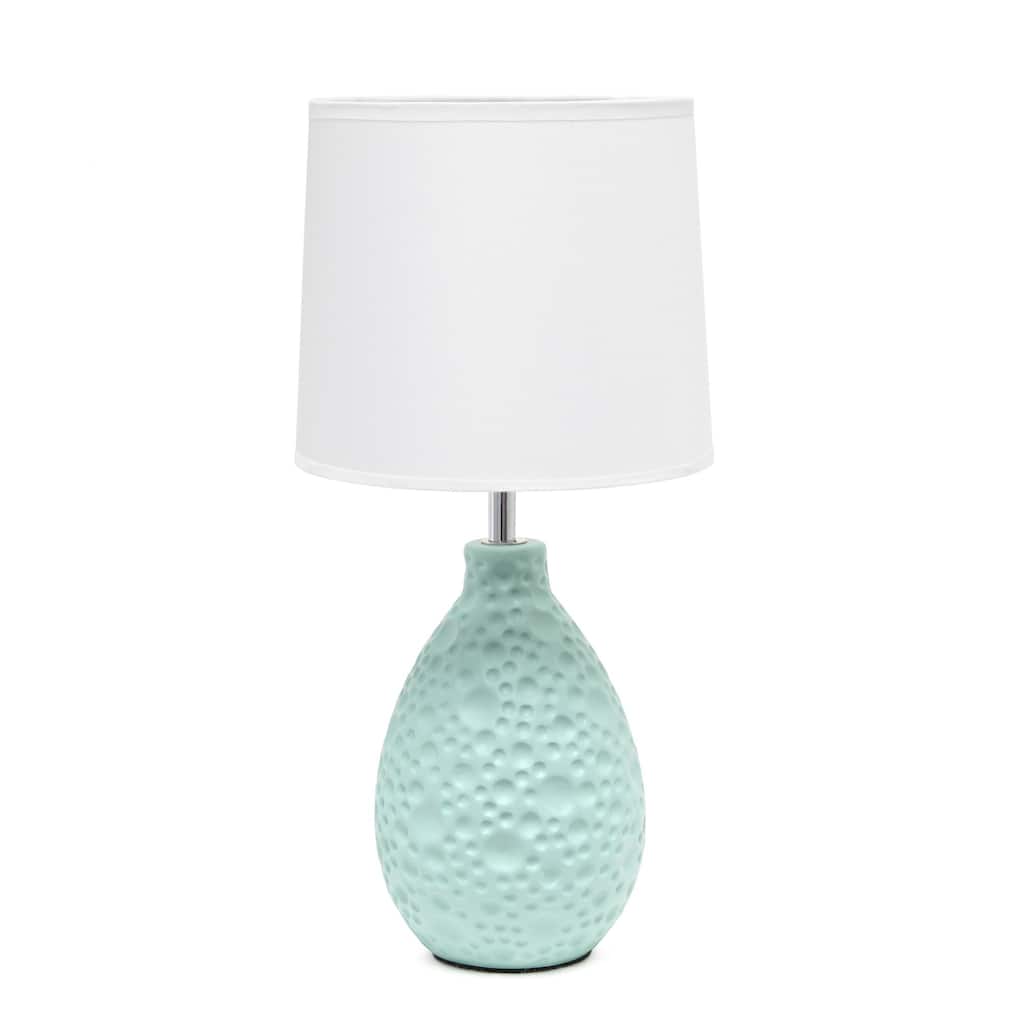 Textured Thumbprint Tear Drop Ceramic Table Lamp with Tapered Drum Shade - 14" - Blue and White
