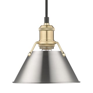 Yep by Golden Lighting Orwell 1-light 8in Pendant in Brushed Champagne Brass and Pewter shade - Gold
