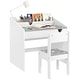 preview thumbnail 1 of 7, Qaba Kids Desk and Chair Set, Kids Study Desk with Storage, Student Writing Desk for Bedroom & Study Room with Drawer gray