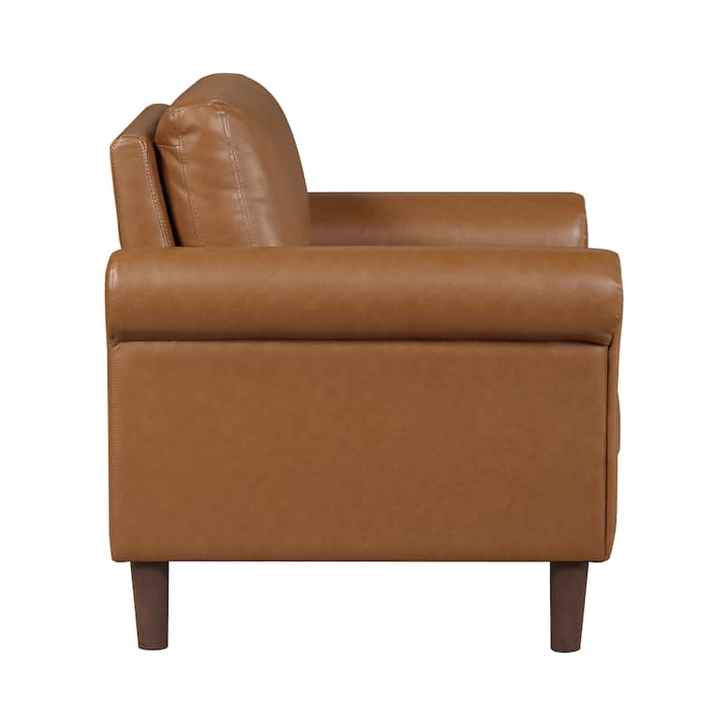 Frances 35" Faux Leather Living Room Chair - Brown Finish Exposed Feet