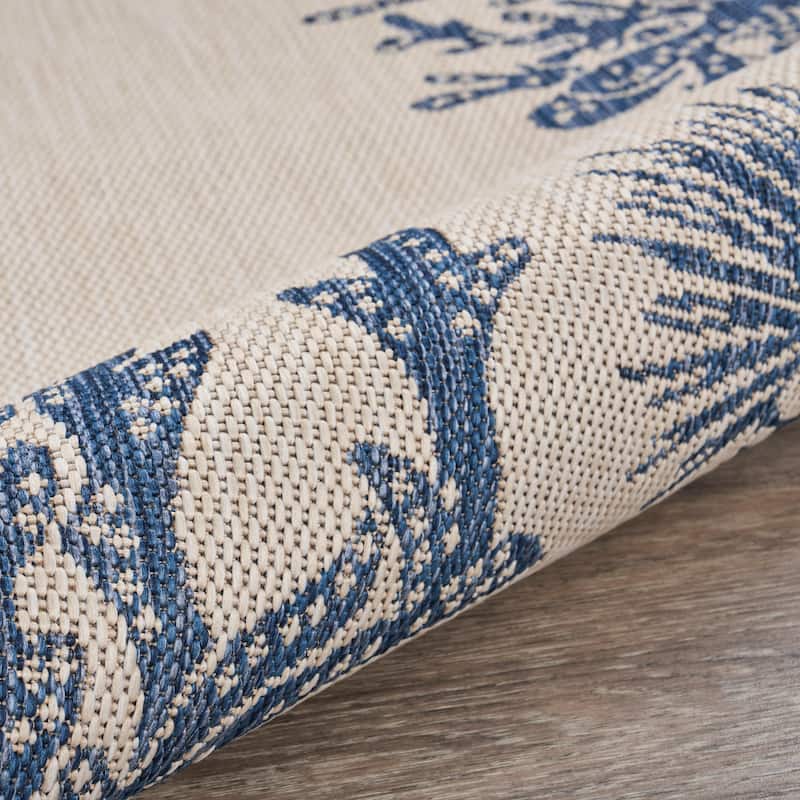 Sevita Coastal Bordered Coral Reef Indoor Outdoor Rug
