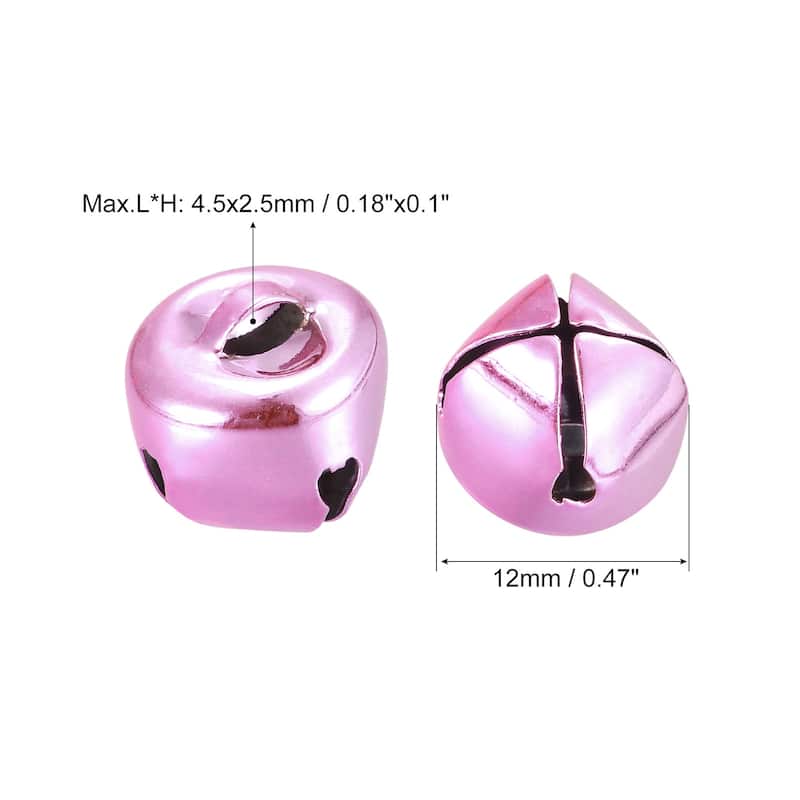 Jingle Bells, 10mm 120pcs Small Bells for Crafts DIY Christmas, Gold Tone - Pink - 12mm