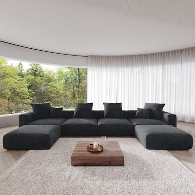 181.10'' Corduroy Fabric 6-Piece Oversize Sectional Sofa