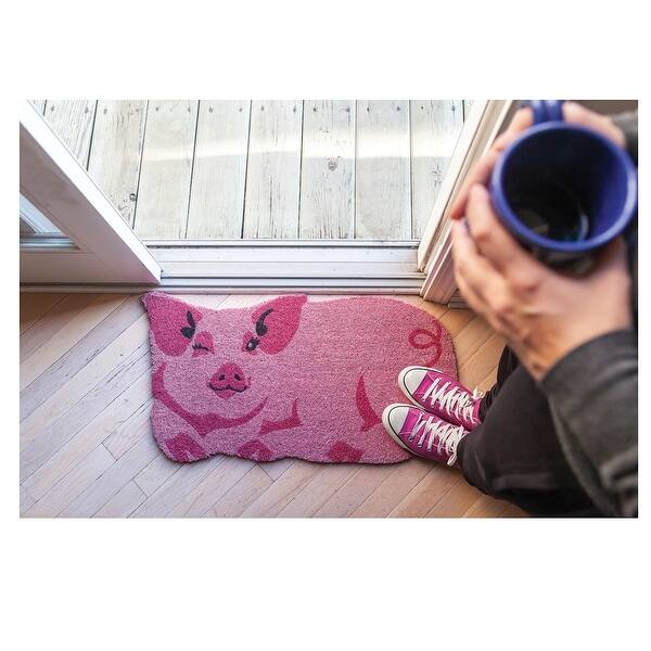 Shop Iuc Entryways Winking Pink Pig Shaped Doormat Welcome Mat