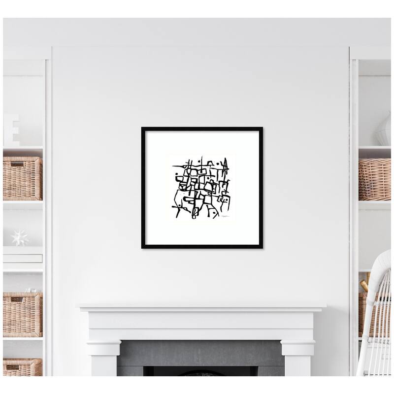 Kate and Laurel Organic Lines BW Grayscale by Statement Goods Framed Wall Art Print