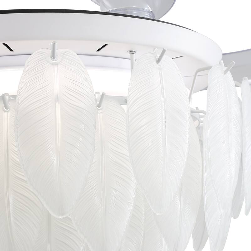 42" Smart Retractable White Ceiling Fan Light with Remote and APP Control