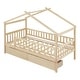 preview thumbnail 4 of 28, Twin House Bed with 2 Storage Drawers,Rails and Roof for Kids