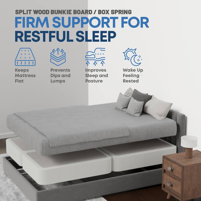 Onetan 8-Inch & 4-Inch Wooden Box Spring/Foundation Ideal for Mattress, No Assembly Needed, White.