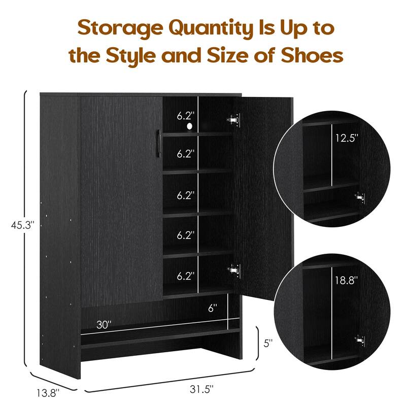 Rossetta 7-Tier Hidden Narrow Shoe Cabinet with ith Adjustable Shelves and Doors