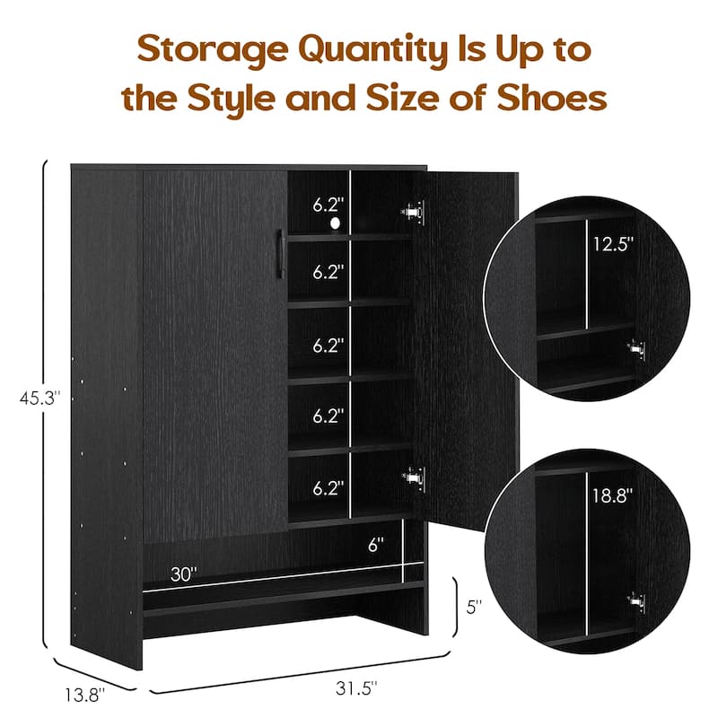 Shoe Cabinet with Doors, 7 Tier 28 Pairs Shoe Cabinet Storage for Entryway, Hidden Narrow Shoe Cabinets