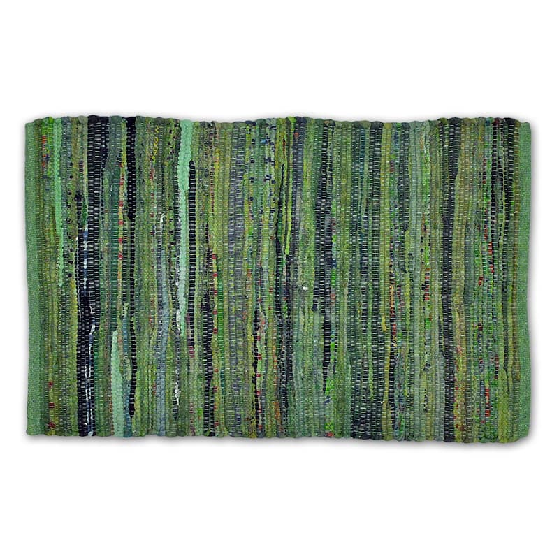 DII Recycled Fabric Striped Handmade Rag Rug - 2' x 3' - Olive Green