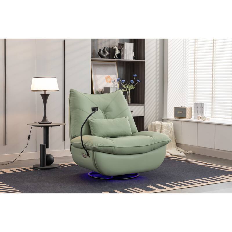 270° Swivel Glider Recliner Chair, Power Recliner with USB Port, Atmosphere Lamp