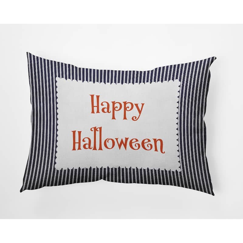 Halloween Happy Halloween Ticking Accent Pillow - Navy - 14" x 20"