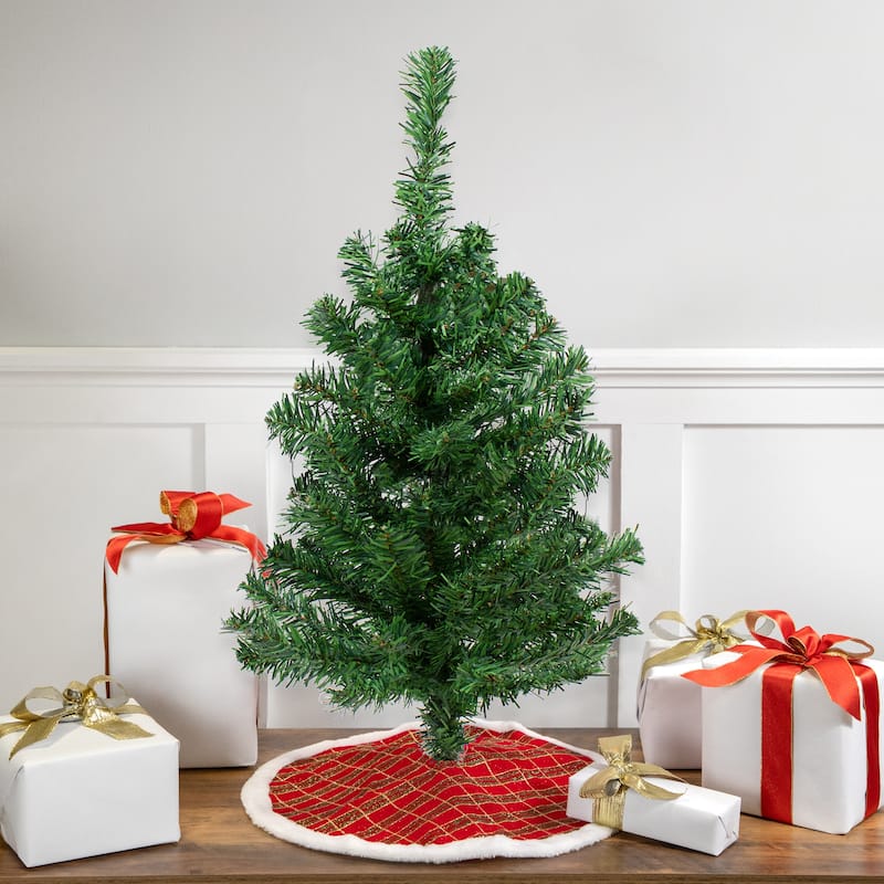 2' Medium Two-Tone Mixed Green Pine Artificial Christmas Tree - Unlit - 2 Foot