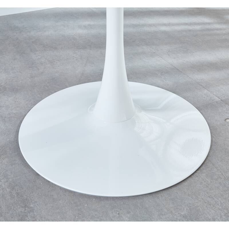 Small Circle Kitchen Table for 2-4 People, Round Dining Table with Metal Pedestal Base, End Table Leisure Coffee Table