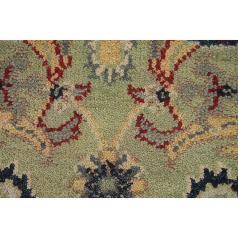 Hand-knotted Transitional Wool Carpet Green Oushak Rug Oriental Carpet Floral Area Rug Oriental Carpet - 8' 0'' X 2' 7''
