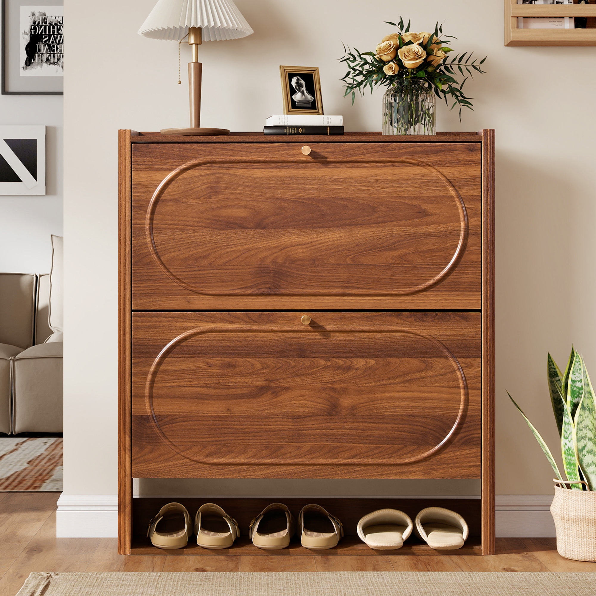 35.43 in.H Shoe Cabinet and 19.69 in.H Shoe-changing Stool