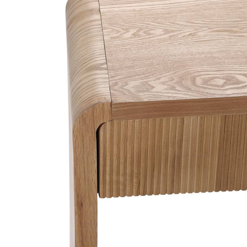 Modern 59" Console Table with 3 Drawers, Vertical Slats and Round Edge Design for Entryway or Hallway