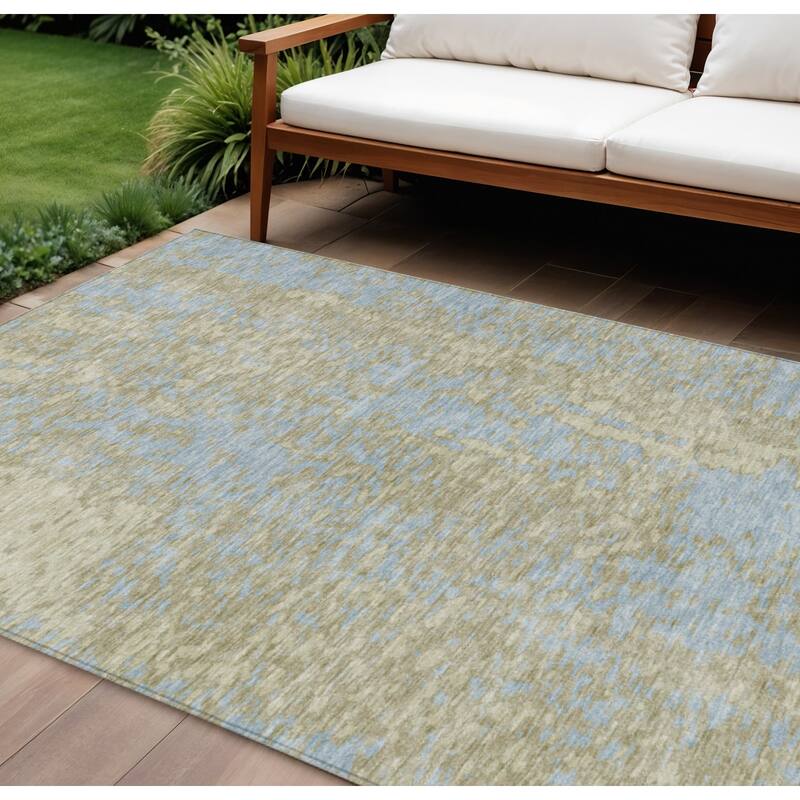 HomeRoots Abstract Transitional Rectangle Outdoor Rug - 9' X 12'