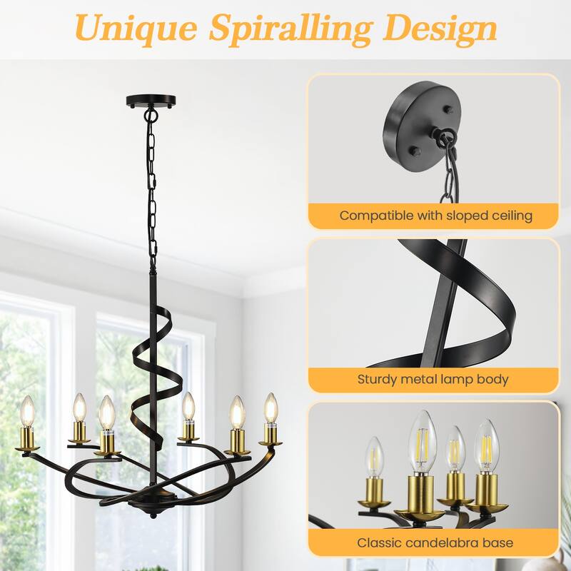 Vintage Swirling Ribbon Shaped Candle Chandelier