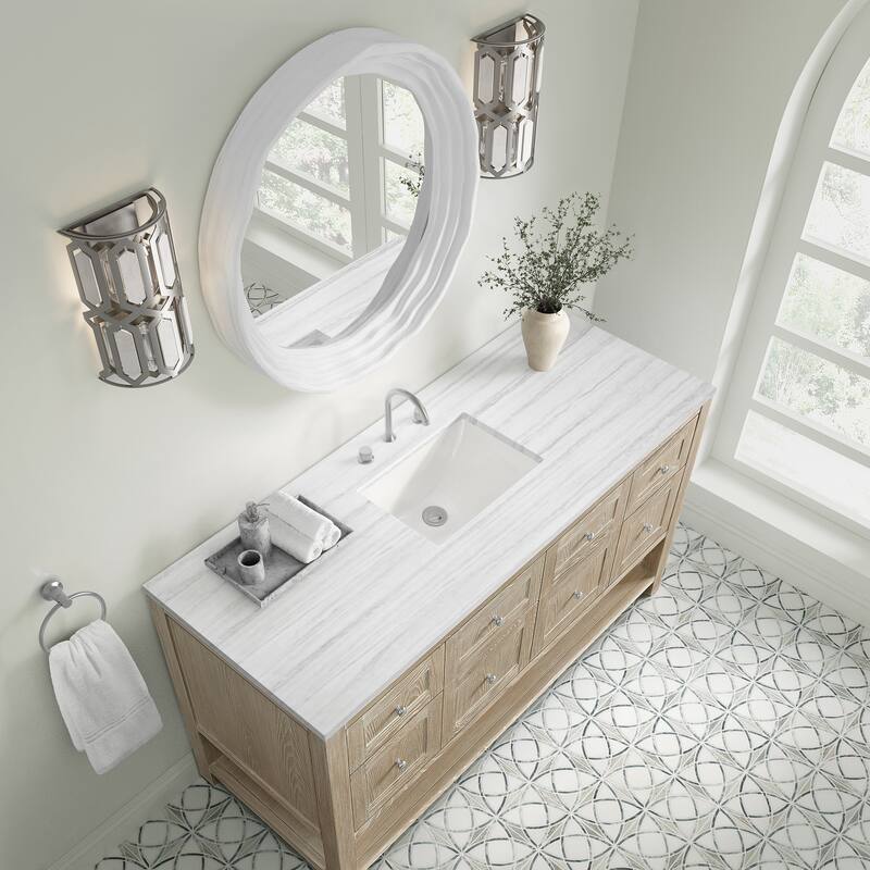 Breckenridge 60" Single Vanity, Whitewashed Oak - 60S - Arctic Fall
