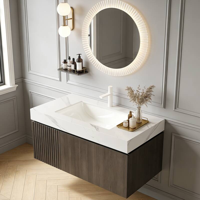 Floating Storage Bathroom Vanity with 1 Pre-drilled Faucet Hole