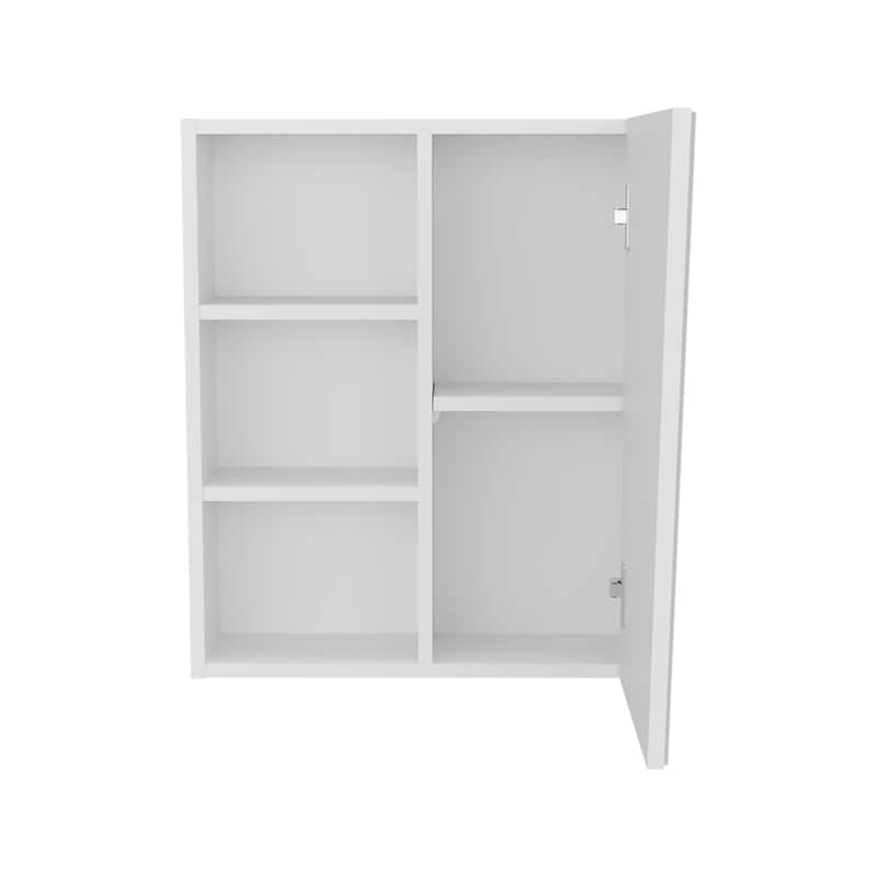 Medicine Cabinet with modern and minimalist style, 1 Door, 5 Shelves, 1 Mirror, White