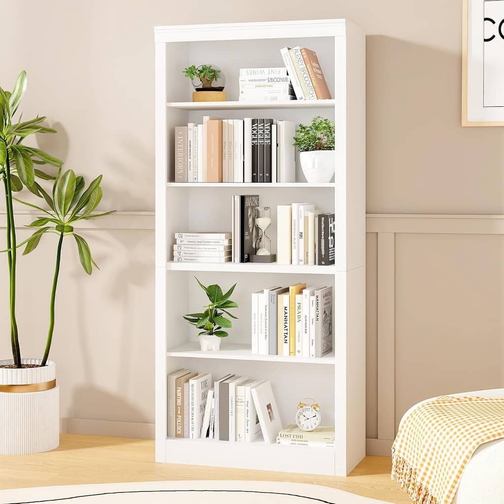 71 in 5 Tiers Tall Bookcase, Floor Standing Display Shelves for Bedroom - N/A