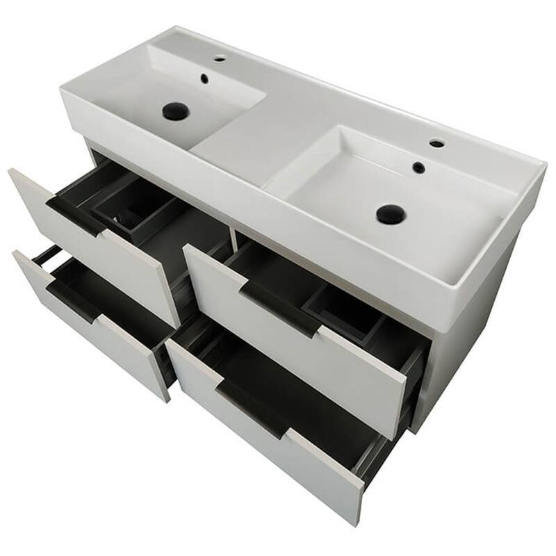 Nameeks Derin-4818-W-2 Derin 48" Wall Mounted Double Basin Vanity Set