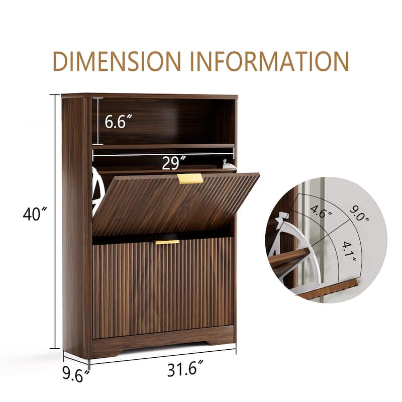 Hidden Shoes Storage Cabinet, Tall Free Standing Shoe Organizer