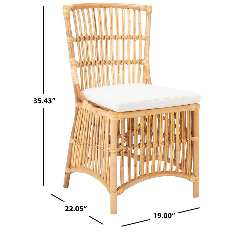 SAFAVIEH Patty Rattan Accent Chair with Cushion (Set of 2) - 19.7" W x 22.1" L x 35.4" H - 20Wx22Dx35H