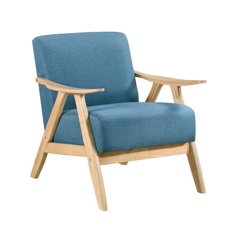 Indy Accent Club Armchair, Blue Textured, Solid Rubberwood Frame