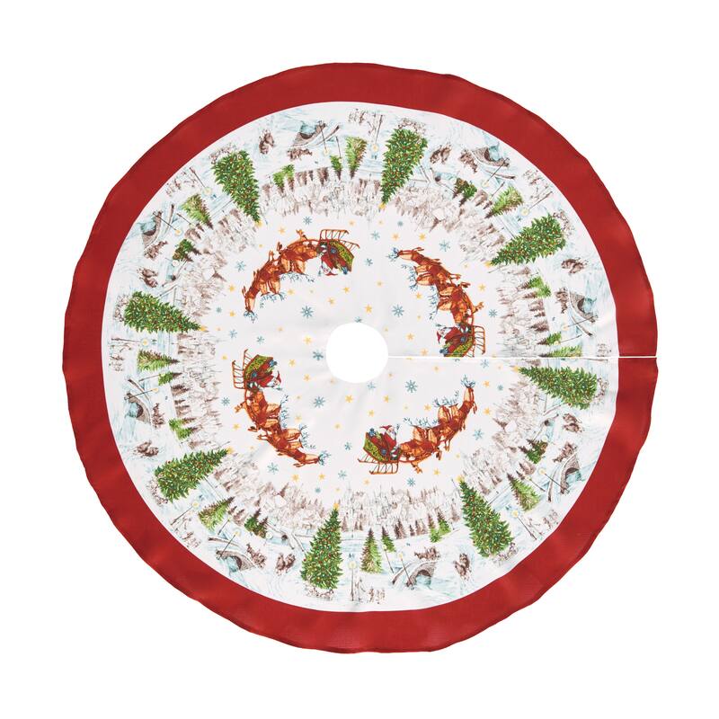 Santa's Snowy Sleighride Christmas Tree Skirt - 48"x48"