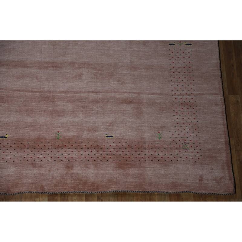 Hand Knotted Oriental 100% Wool Carpet Tribal Tribal Peach Gabbeh Area Rug - 9' 11'' X 8' 3''