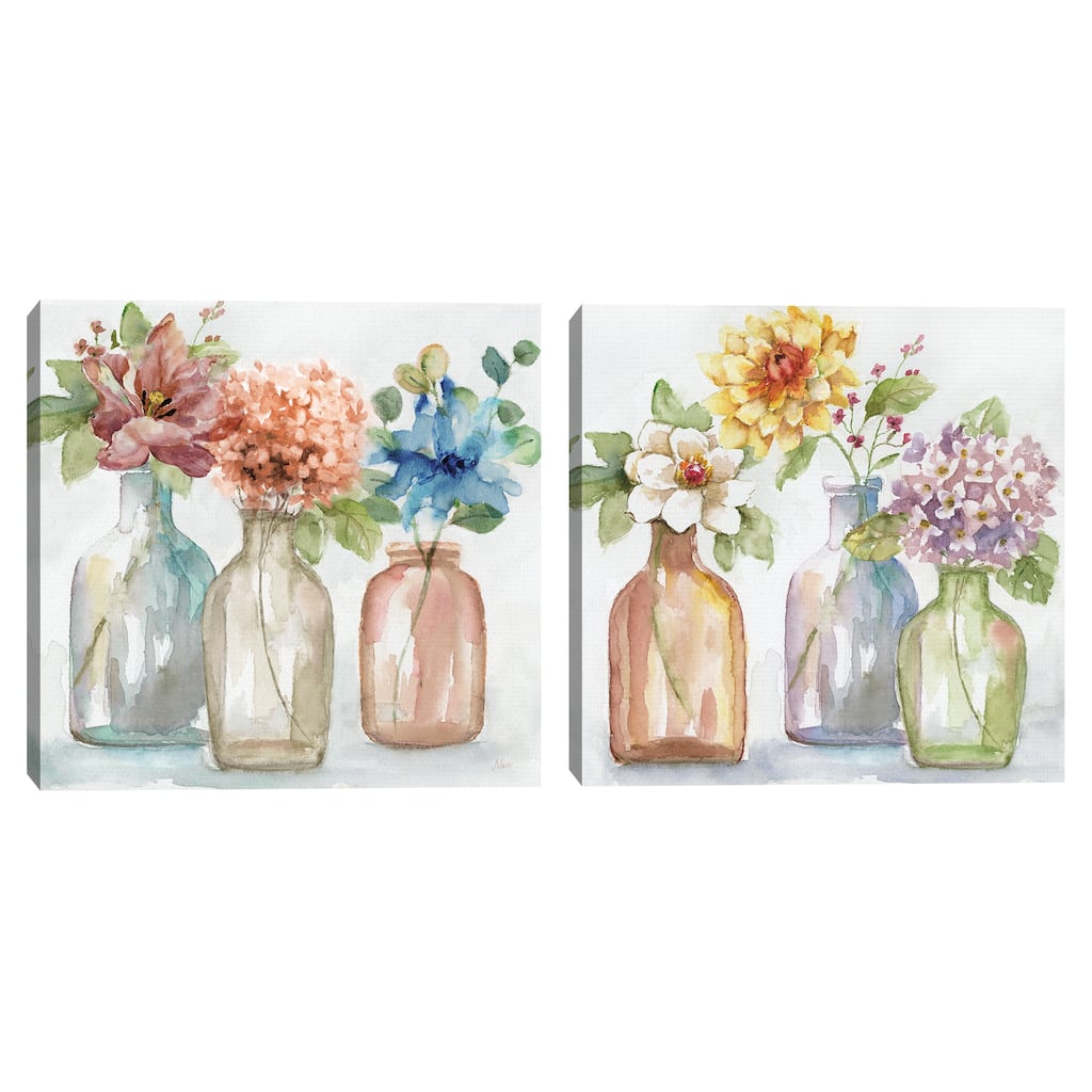 Pastel Country Flowers, Pastel Farm Flowers by Nan Canvas Art Prints