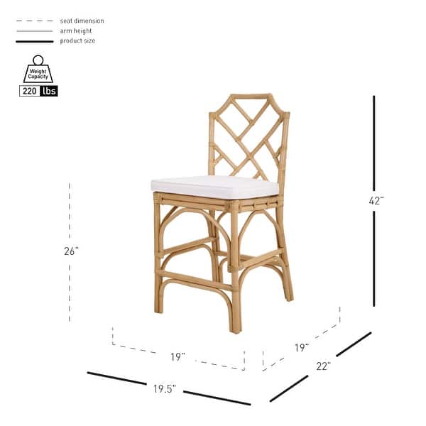 dimension image slide 3 of 5, NPD Furniture Kara Rattan Counter Stool (Set of 2)
