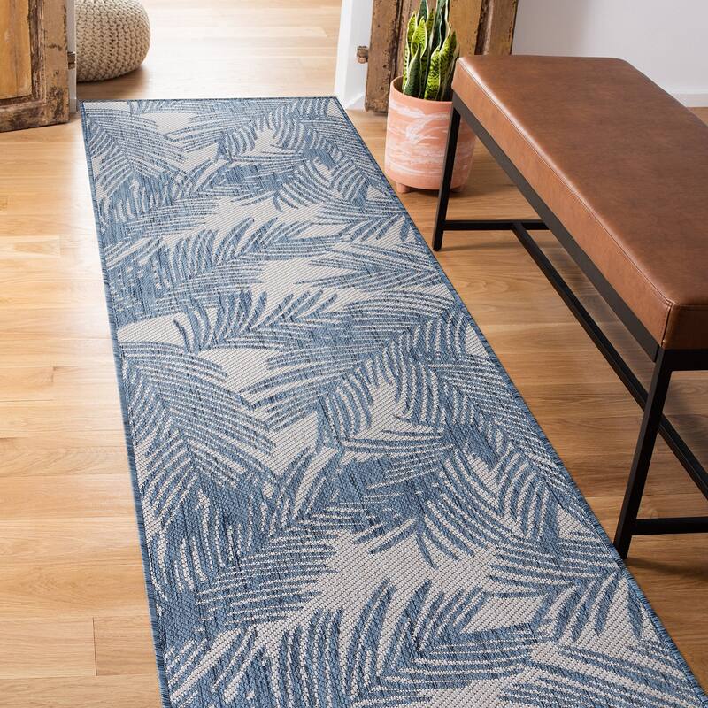 World Rug Gallery Contemporary Distressed Leaves Textured Flat Weave Indoor/Outdoor Area Rug