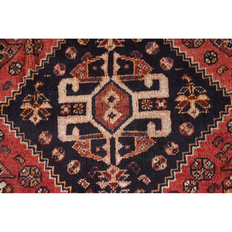 Vegetable Dye Shiraz Persian Rug Hand-knotted Vintage Wool Carpet - 3'9"x 5'2"