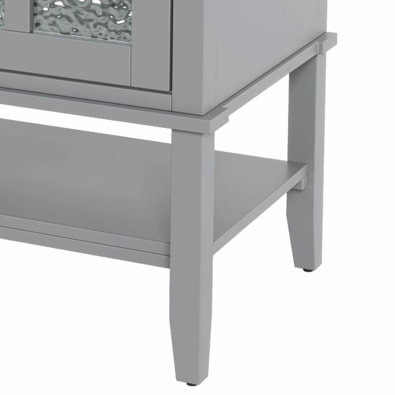 36" Bathroom Vanity with Ceramic Sink, Adjustable Shelf and Open Shelf, Solid Wood Legs, Waterproof Painted Finish