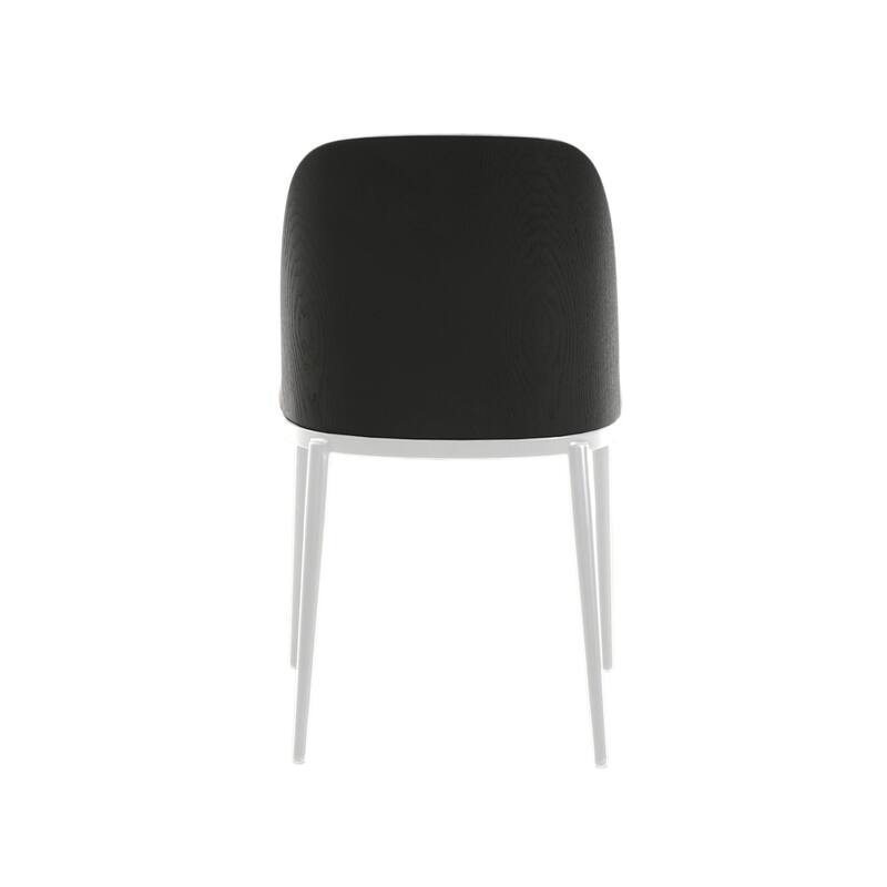 LeisureMod Tule Dining Chair with Upholstered Seat and White Steel Frame, Set of 2