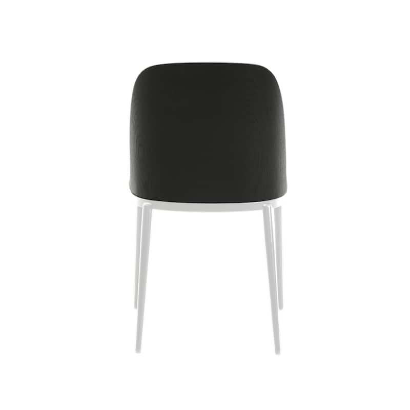 LeisureMod Tule Dining Chair with Upholstered Seat and White Steel Frame