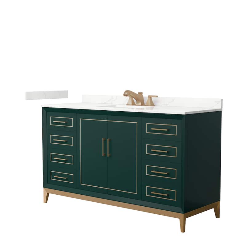 Marlena 60-inch Single Vanity, Quartz Top - Green, Bronze Trim, Giotto Quartz Top
