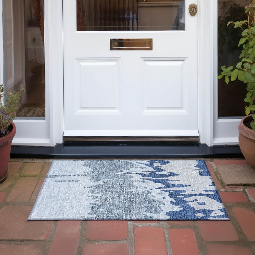 Machine Washable Indoor/ Outdoor Modern Abstract Chantille Rug