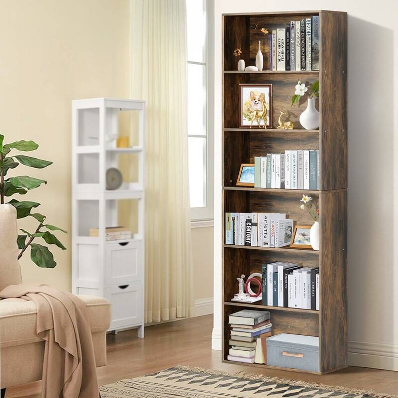 Modern Minimalist Storage Shelf - 6 Tiers, MDF Build