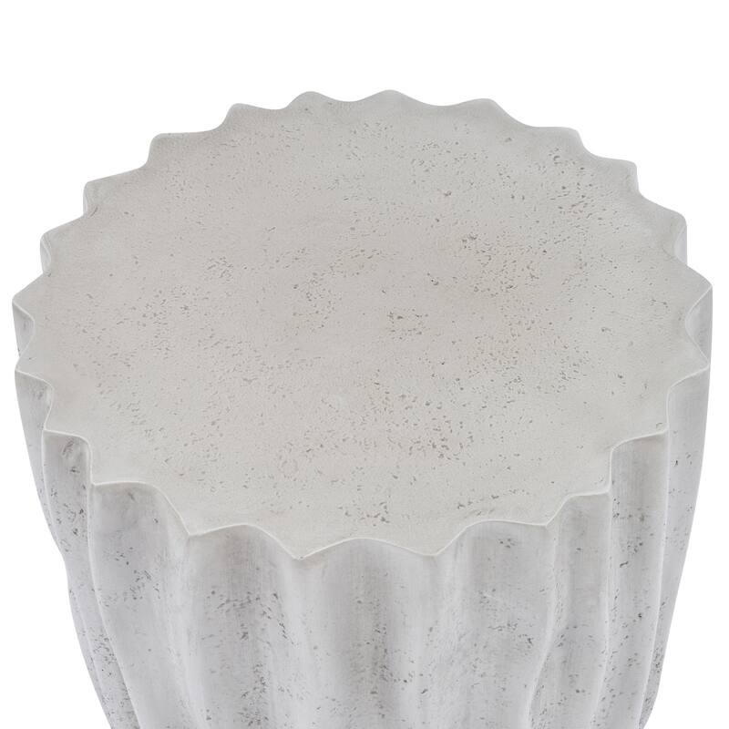 Christopher Knight Home - Ames 18.11"H Outdoor Modern Drum Shape MGO Side Table with Ribbed Surface Textured, Fully Assembled