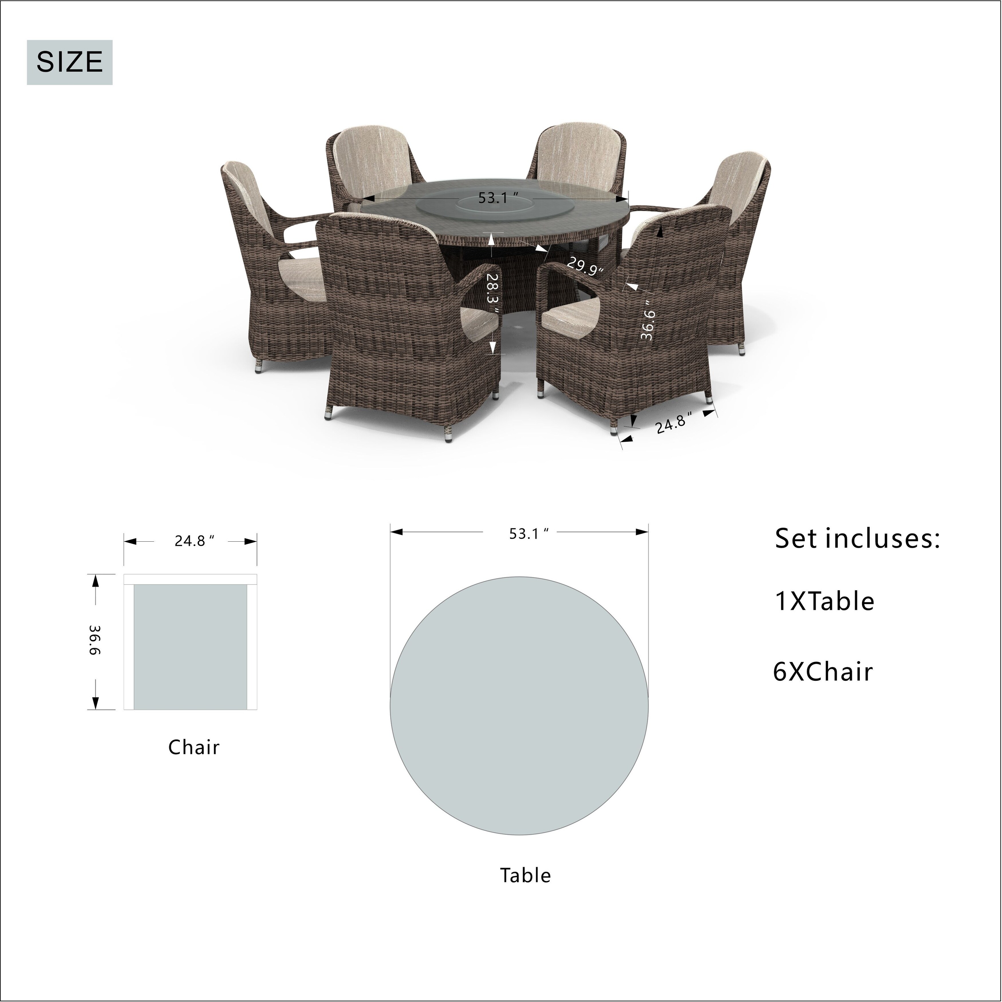 6 seater round dining table dimensions cheap