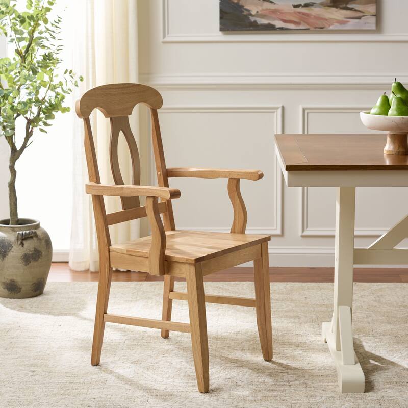 SAFAVIEH Home Hannelore Arm Chair - 18"W x 21"D x 39"H - Light Oak