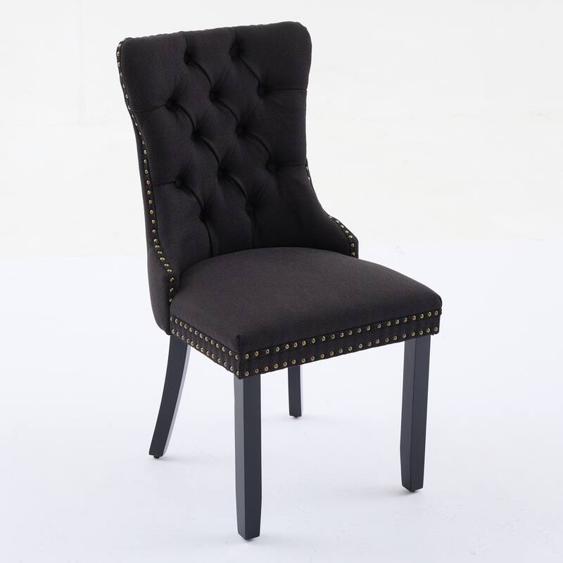 High-end Tufted Solid Wood Dining Chair 2Pcs