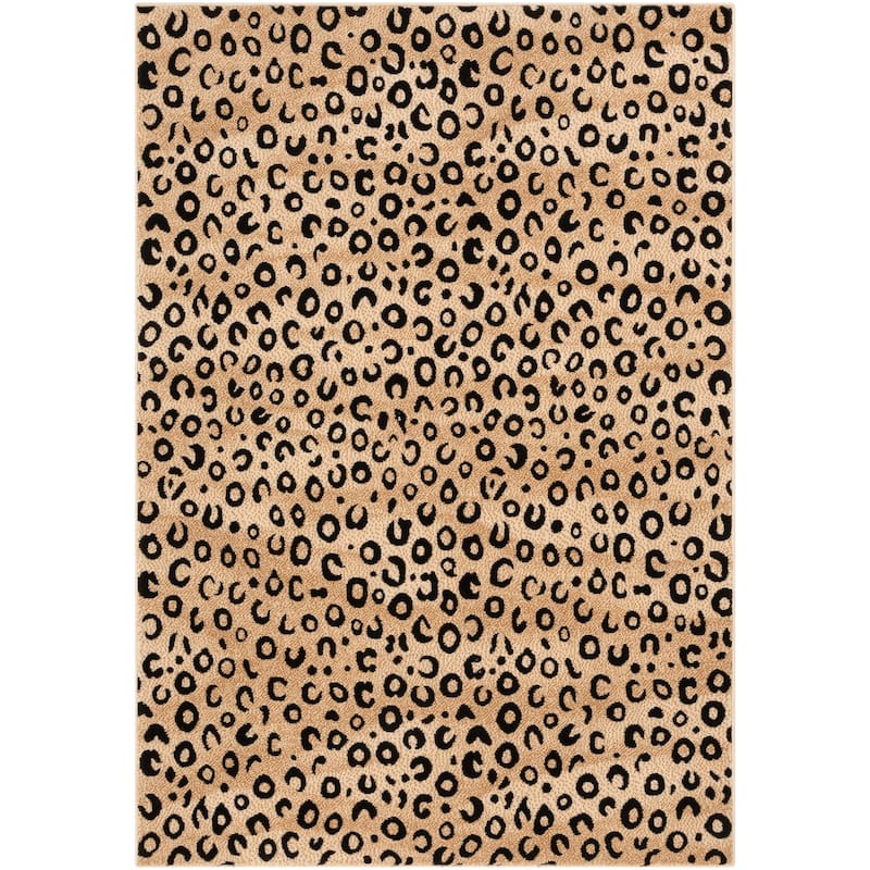 Well Woven Modern Leopard Animal Prints Black Ivory Area Rug - 3'3" x 5'3"