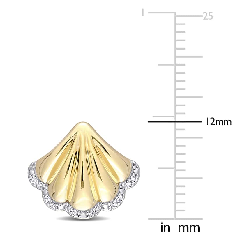 Miadora 10k Yellow Gold 1/10ct TDW Diamond Sea Shell Stud Earrings